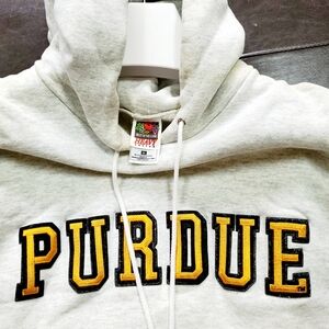 Fruit of the Loom Gray Hoodie with Black & Gold Purdue Lettering